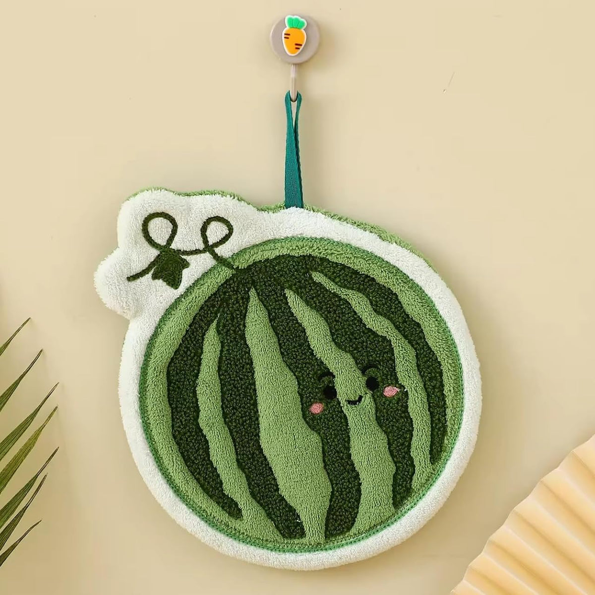 LASALE Cute Cartoon Fruit Hand Towel with Hanging Loop, Soft Coral Fleece Absorbent Kitchen Dish Cloth for Home, Bathroom, Kids