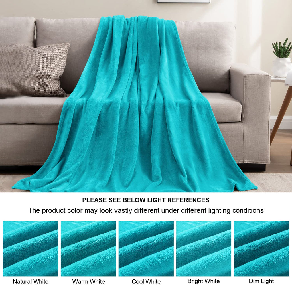 Bedelite Fleece Blankets Queen Size Teal Throw Blankets For Bed, Luxury Plush Cozy Fuzzy Blanket 90X90 Inches, Super Soft Warm L