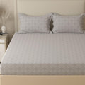 Huesland By Ahmedabad Cotton 210 Tc Cotton Bedsheet King Size Bed With 2 Pillow Covers | 108X108 Inches | Space Shift | Grey
