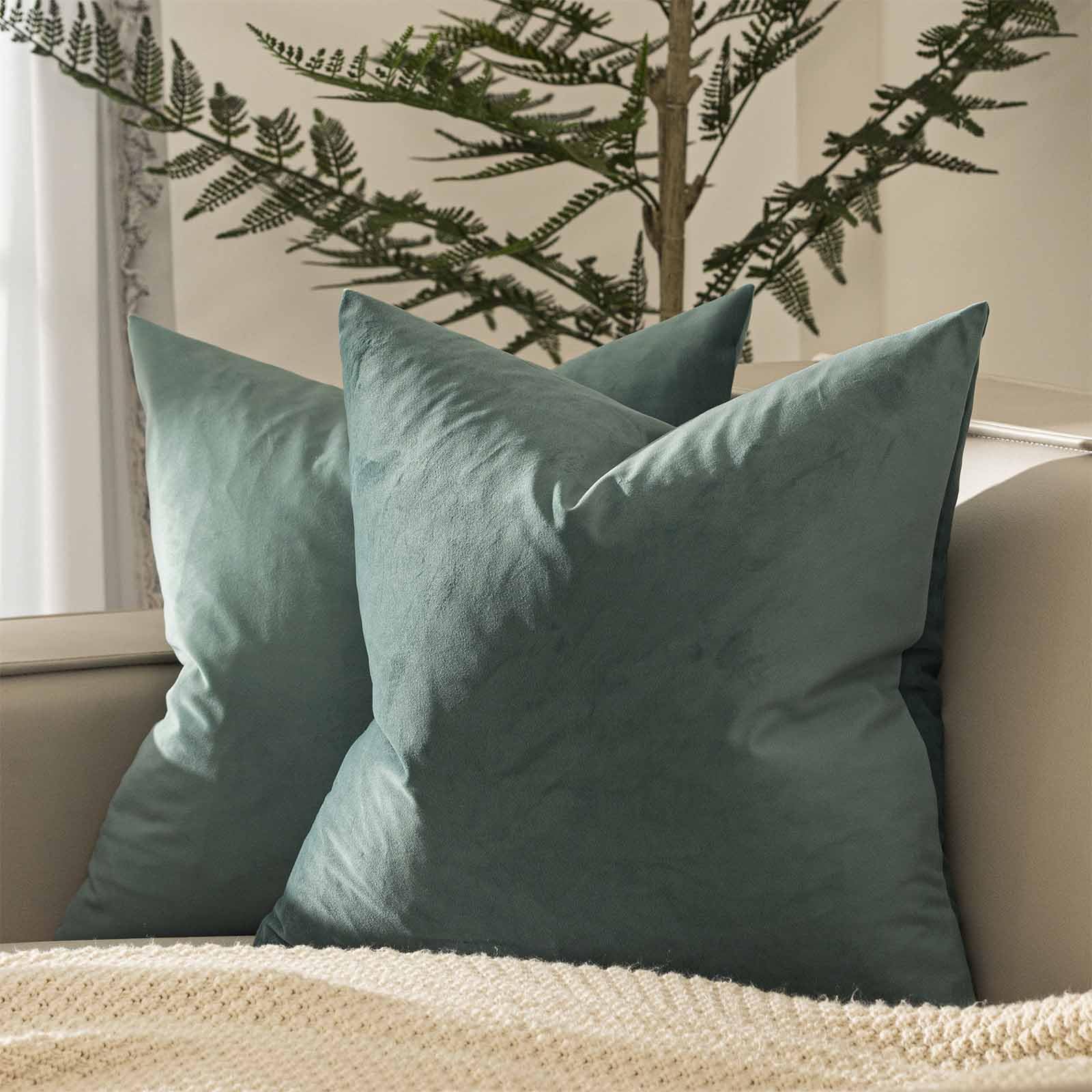 Juspurbet Emerald Velvet Throw Pillow Covers 26X26 Inch Set Of 2 For Living Room Couch Sofa Bedroom Decorative Square Solid Soft
