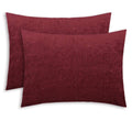 Calitime Pack Of 2 Cozy Standard Pillow Shams Cases For Bed Bedding Decoration Solid Dyed Soft Chenille 20 X 26 Inches Burgundy