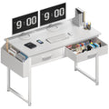 Dlisiting White Computer Desk With Fabric Drawers For Home Office Bedroom, 40 Inch Small Vanity Make Up Desk With Drawer, Study Writing Table, White