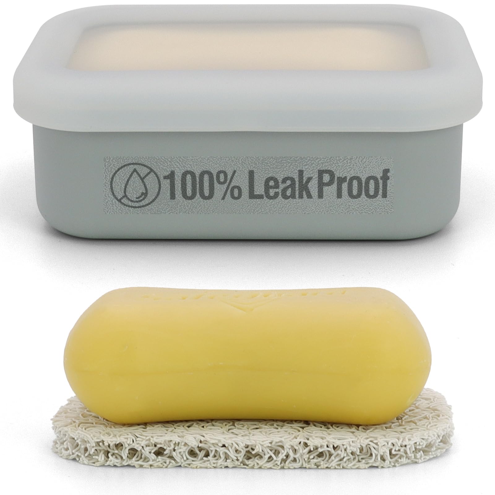 AIMAIAIMAI Compact Leakproof Travel Soap Case, Silicone Travel Soap Container, Portable Soap Box with Drainage Layer, Shatterpro