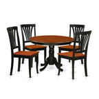 East West Furniture HLAV5-BCH-W 5 Piece Modern Dining Table Set Includes a Round Wooden Table with Pedestal and 4 Kitchen Dining Chairs, 42x42 Inch, Black & Cherry