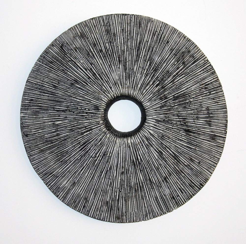 HomeRoots 1' X 20' X 20' Gray Sandstone Ribbed Round Middle Hole Wall Decor