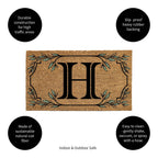 Evergreen Monogram Coir Doormat | Letter H | Front Door Mat For Outdoor Indoor Entrance | 28X16 Inches | Non-Slip Backing Doorwa