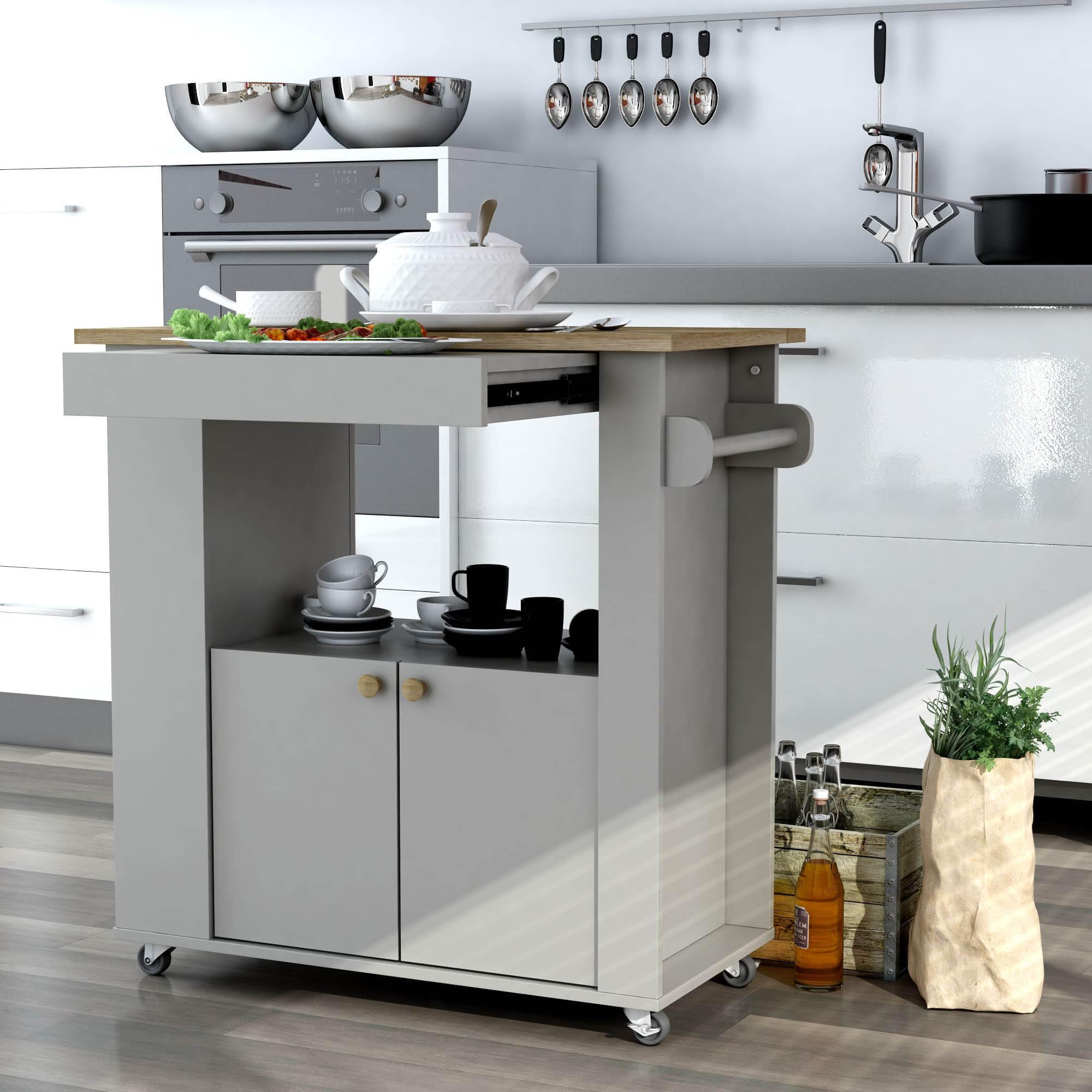 Anderson Teak Astor 35&quot; Kitchen Cart, Medium, Grey