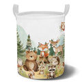 Woodland Baby Shower Storage Baskets,Woodland Baby Shower Decorations,Cute Animals Nursery Decor, Large Canvas Round Laundry Bas