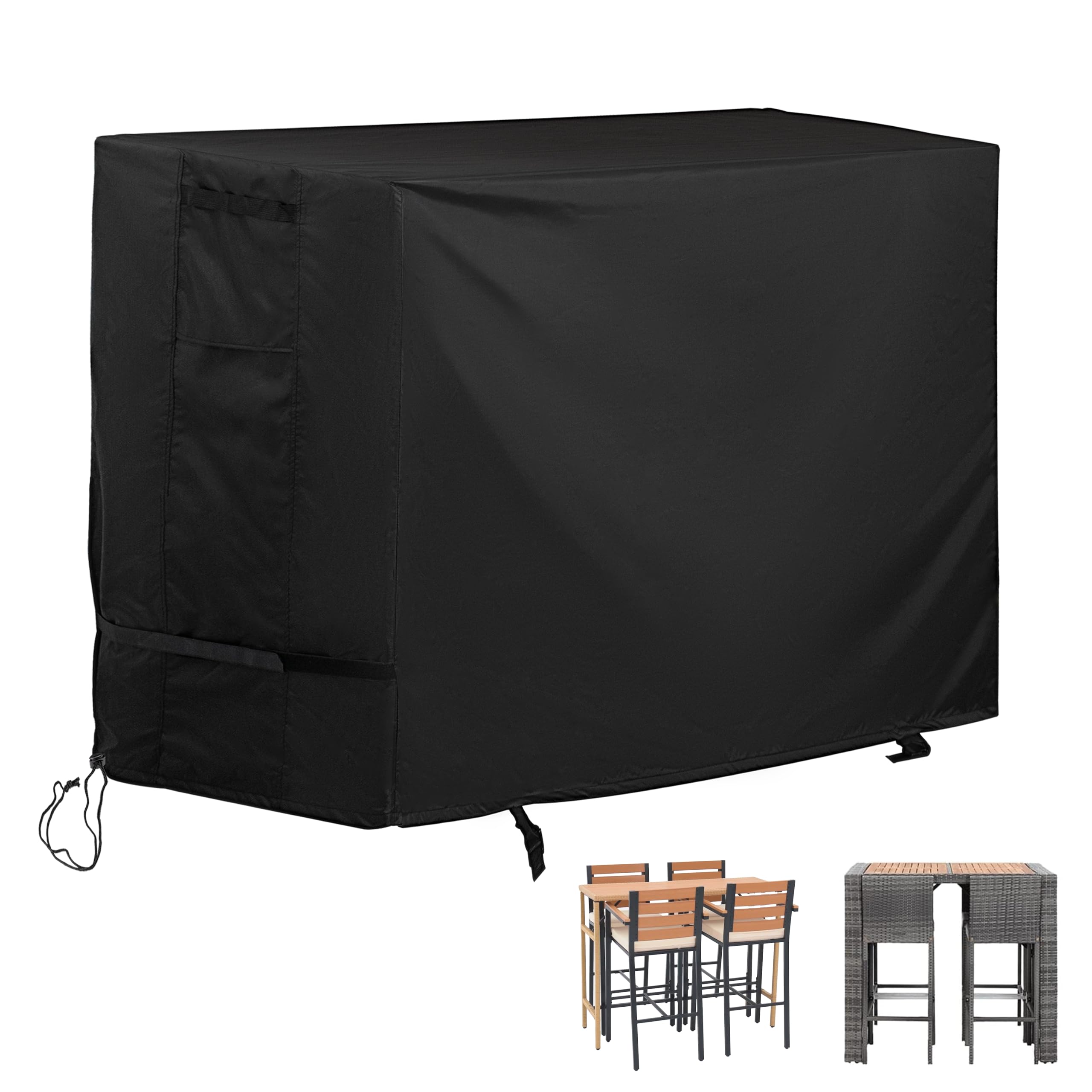 Starcrew Patio High Top Table And Chairs Cover, Outdoor Bar Height Patio Dining Set Cover For 5-Piece Wicker Bar Dining Set/4 Pe