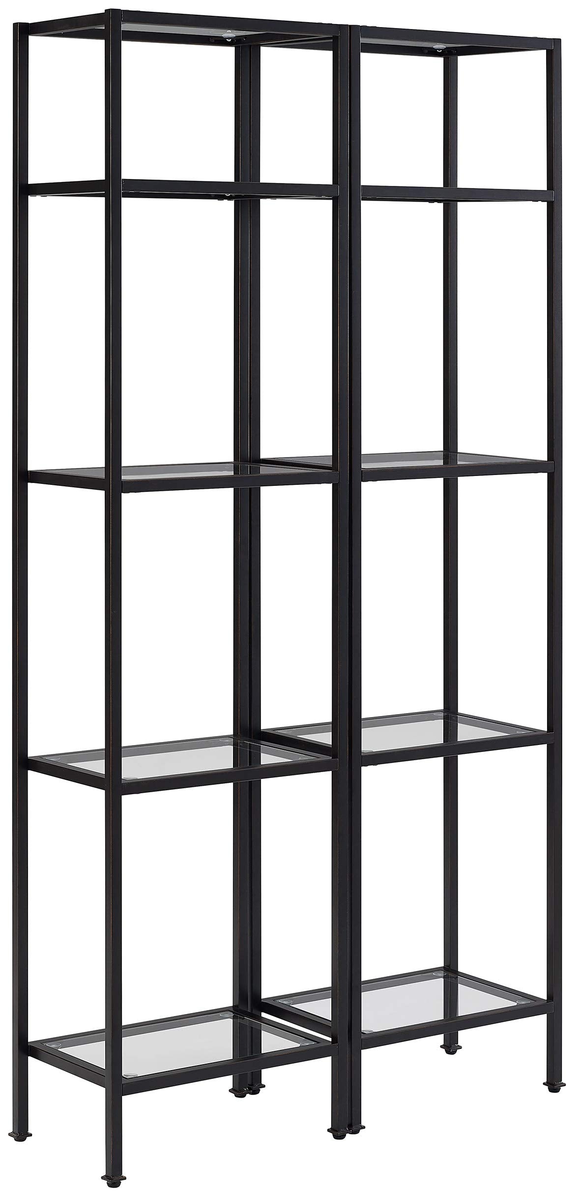 Crosley Furniture Aimee 2-Piece Bookshelf Set with Glass Shelves, Bookcase Storage, Oil-Rubbed Bronze