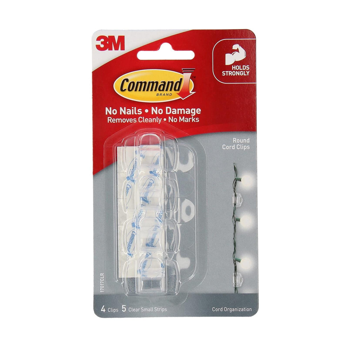 Command Round Cord Clips, Clear, 4Clips (17017Clres)