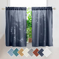 Yancorp Navy Kitchen Tier Curtains 24 inches Length Linen Textured Short Curtains Farmhouse Cafe Curtains Small Window for Bathr