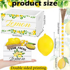 Lemon Mini Crate Summer Tiered Tray Decor With 8 Faux Lemons With Wood Bead Tassel Farmhouse Lemonade Kitchen Decorations Summer