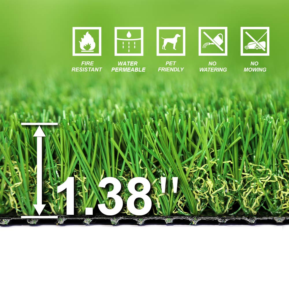 Sunvilla 6Ftx8Ft Realistic Indoor/Outdoor Artificial Grass/Turf 6 X 8 (48 Square Ft), Green/Olive Green/Yellow