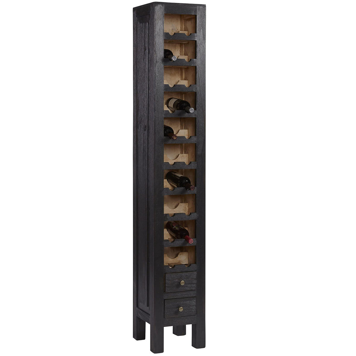 Progressive Furniture A517-20 Wine Cabinet, Dark Gray/Natural