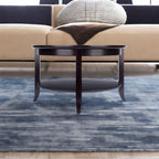 Ergode Elegant Circular Coffee Table with Glass Inlay and Storage Shelf