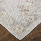 HomeRoots 514986 8 x 10 ft. Ivory Silver & Tan Floral Hand Knotted Stain Resistant Rectangle Area Rug