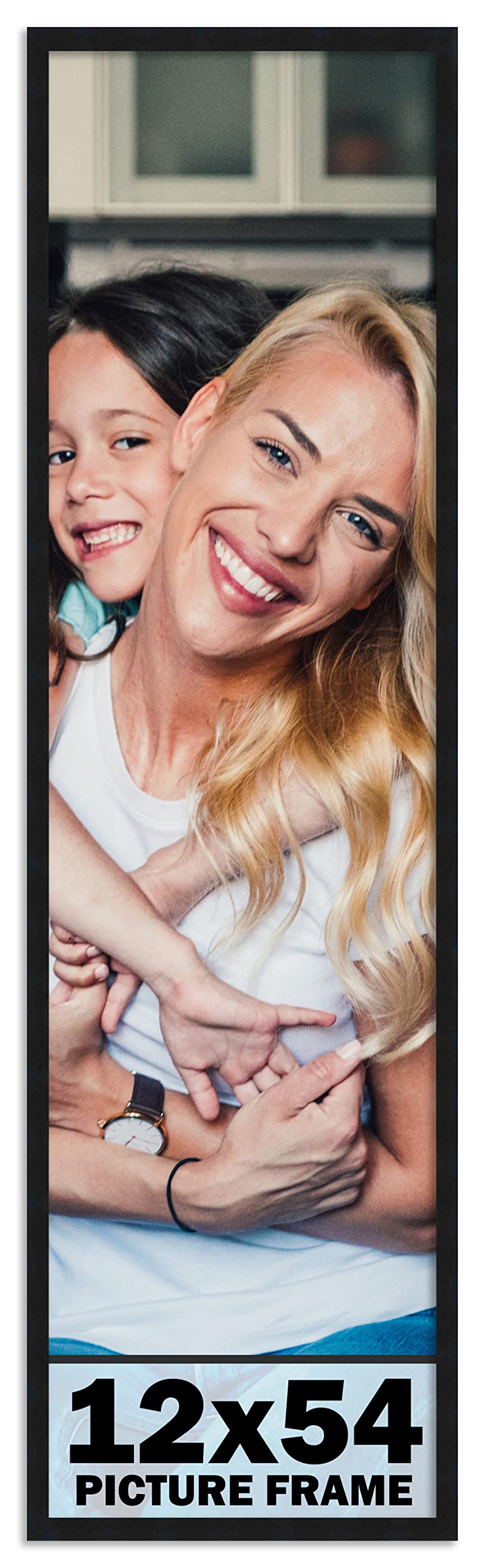 CountryArtHouse 12x54 Frame Black Solid Pine Wood Picture Frame Includes UV Acrylic Plexiglass, Acid Free Foam Backing Board and