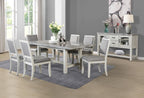 Steve Silver Co Gray Marble Top Dining, Pine Solids, Antique White Finish, Cross Stretchers, Primitive Styling Table