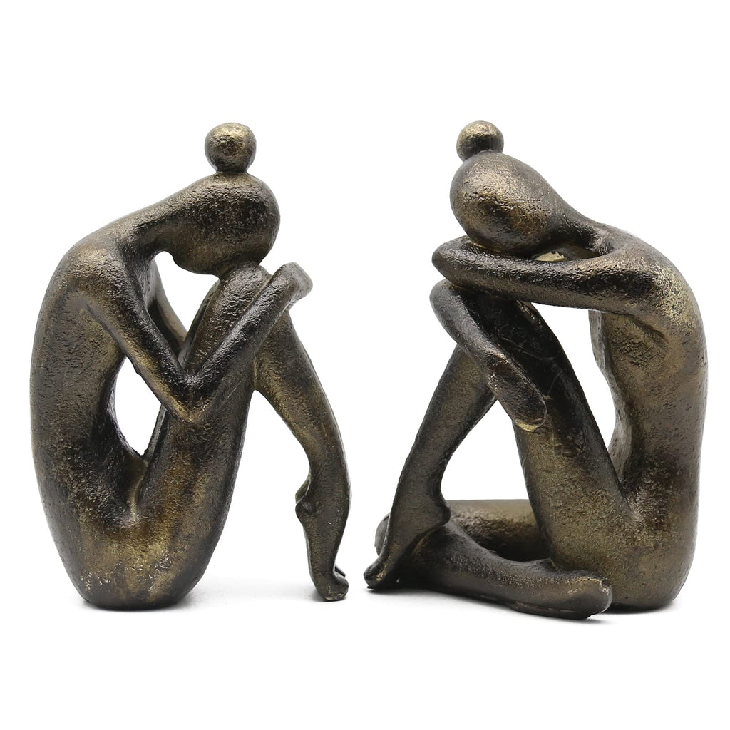 Lukitas Unique Decorative Girl Thinker Bookends, Home Office Books Shelves Stoppers Holder, Nonskid Book Stoppers, Creative Desk