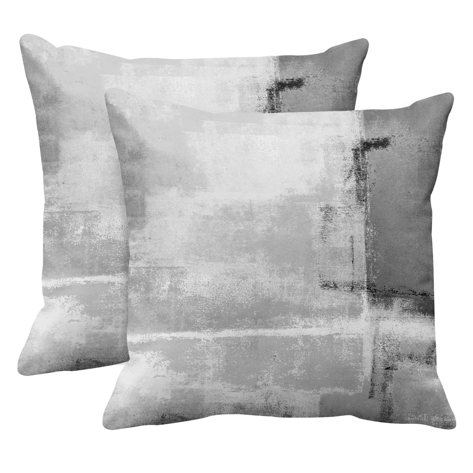 Emvency Set Of 2 Grey Painting Throw Pillow Cover Contemporary Office Beige Abstract Modern Design Retro Decorative Pillow Case