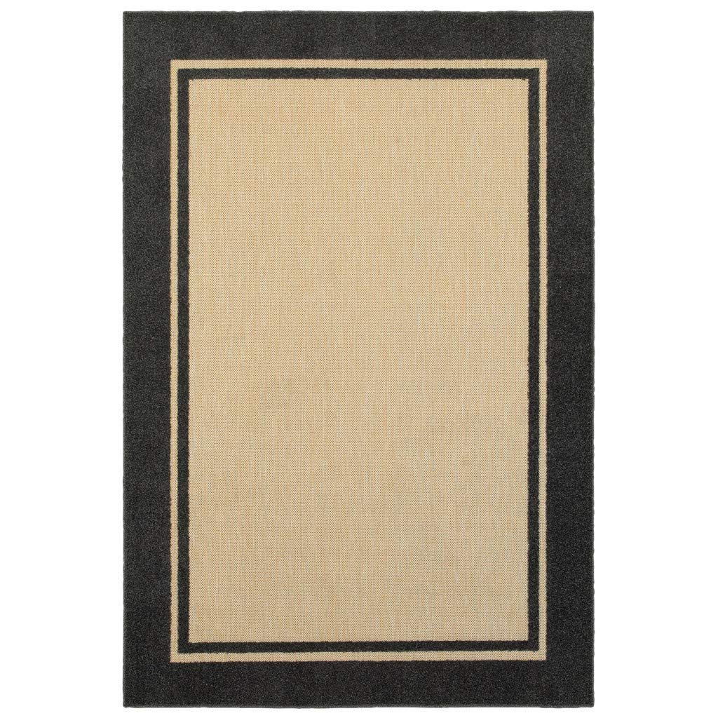 HomeRoots 5' x 8' Beige and Black Indoor Outdoor Area Rug