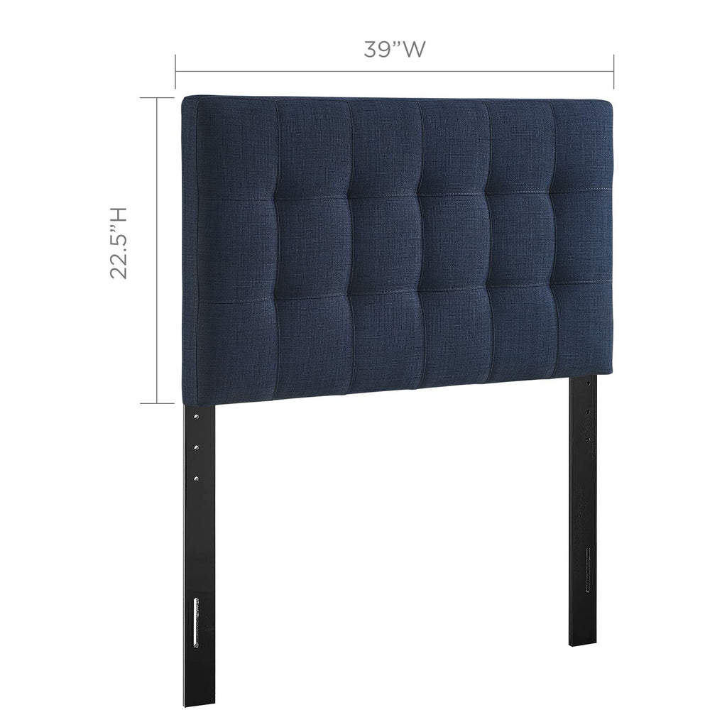 Modway Lily Tufted Linen Fabric Upholstered Twin Headboard in Navy