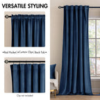 Miulee Velvet Curtains 108 Inches - Luxury Blackout Curtains For Bedroom Living Room Thermal Insulated Super Soft Window Drapes Rod Pocket & Back Tab, Navy Blue, W52 X L108 Inches, 2 Panels