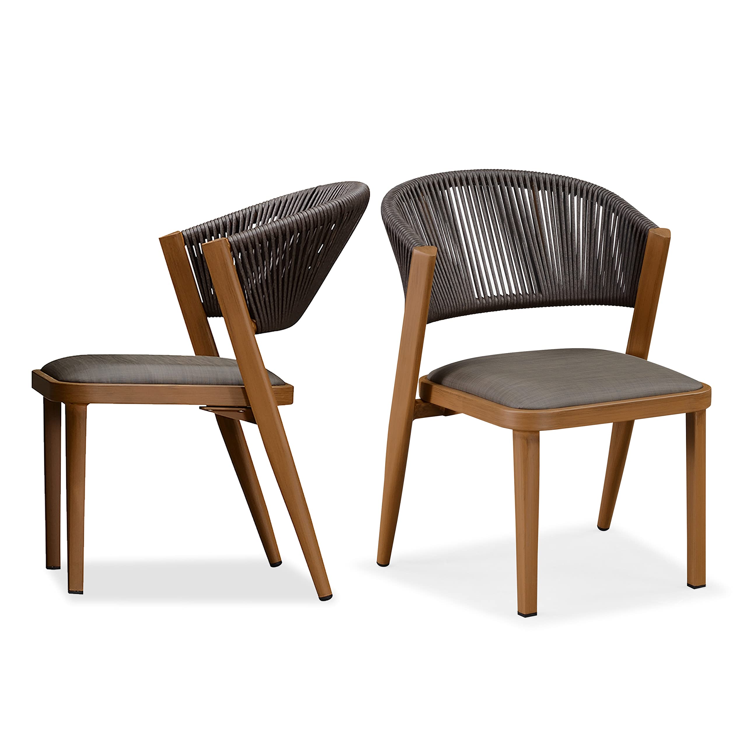 Purple Leaf 2 Pieces Patio Dining Chair All-Weather Wicker Aluminum Frame For Lawn Garden Backyard Deck Outdoor Dining Chair Wit