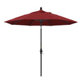 California Umbrella 9 Round Aluminum Market Umbrella, Crank Lift, Collar Tilt, Black Pole, Pacifica Red