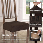 Searchi Stretch Dining Chair Seat Covers Set Of 4, Soft Removable Washable Seat Covers For Dining Chairs, Dining Room Seat Cover Protector (Rear-Covered, Velvet Brown)