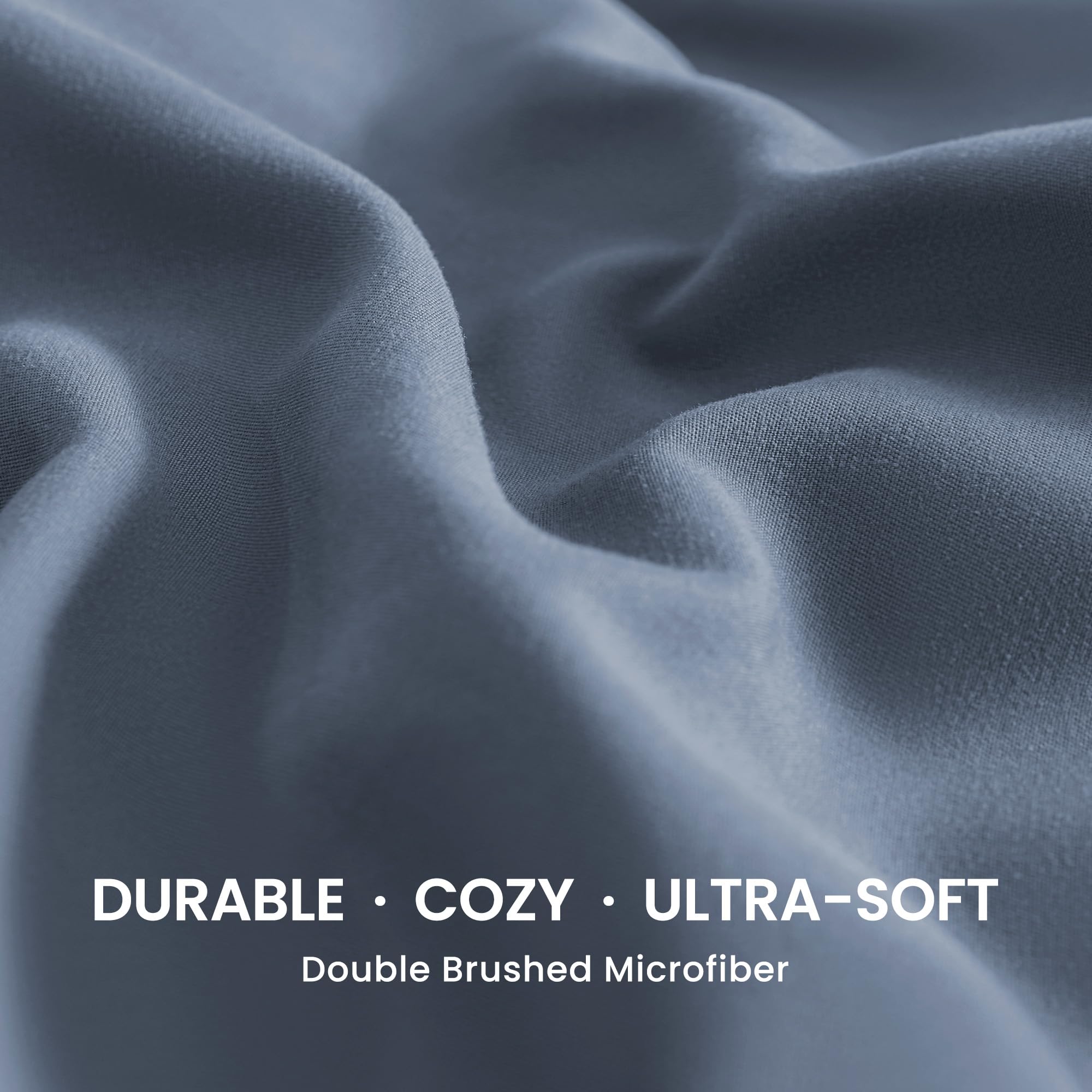 Sleep Zone Nanotex Super Soft Cooling Twin Bed Sheets Set For Kids 3 Piece - Easy Care Fitted Flat Sheet & Pillowcase Sets - Wrinkle Free, Fade Resistant, Deep Pocket 16' (Flint Blue, Twin)