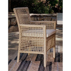 Kosas Home Brisbane 22" Olefin & Aluminum Outdoor Dining Chair in Natural Brown