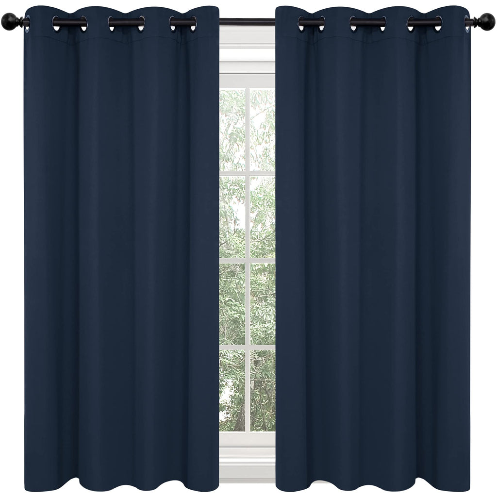 Deconovo Navy Blue Kitchen Curtains 45 Inch Length, Room Darkening Blackout Curtains, Soundproof Curtain Panels (Navy Blue, 52X45 Inch, 2 Panels)