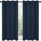 Deconovo Navy Blue Kitchen Curtains 45 Inch Length, Room Darkening Blackout Curtains, Soundproof Curtain Panels (Navy Blue, 52X45 Inch, 2 Panels)
