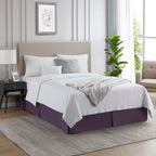 Nestl Dark Purple Full Xl Bed Skirt - Full Xl Size Bed Skirt 14 Inch Drop - Brushed Microfiber Bed Skirts - Hotel Quality Pleated Bed Skirt - Shrinkage & Fade Resistant