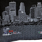 HomeRoots Grey 24' Black Minneapolis Nighttime Skyline Lumbar Decorative Pillow