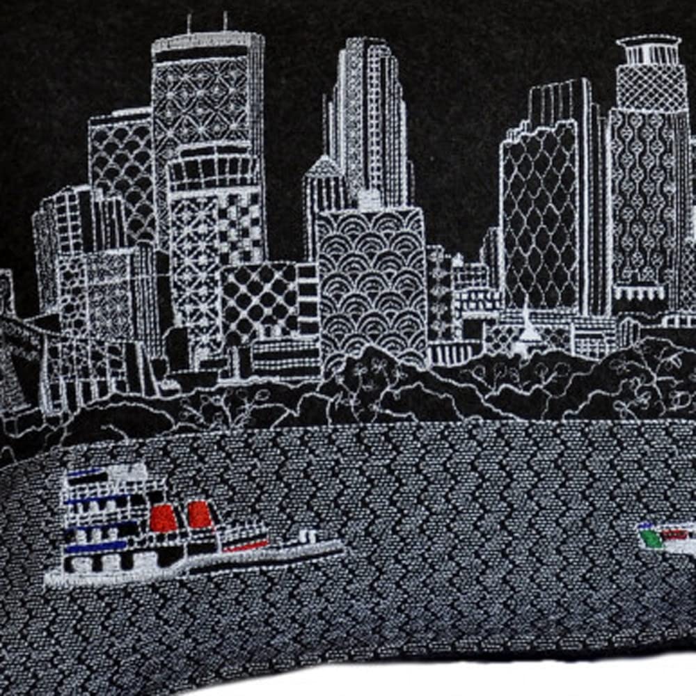 HomeRoots Grey 24' Black Minneapolis Nighttime Skyline Lumbar Decorative Pillow