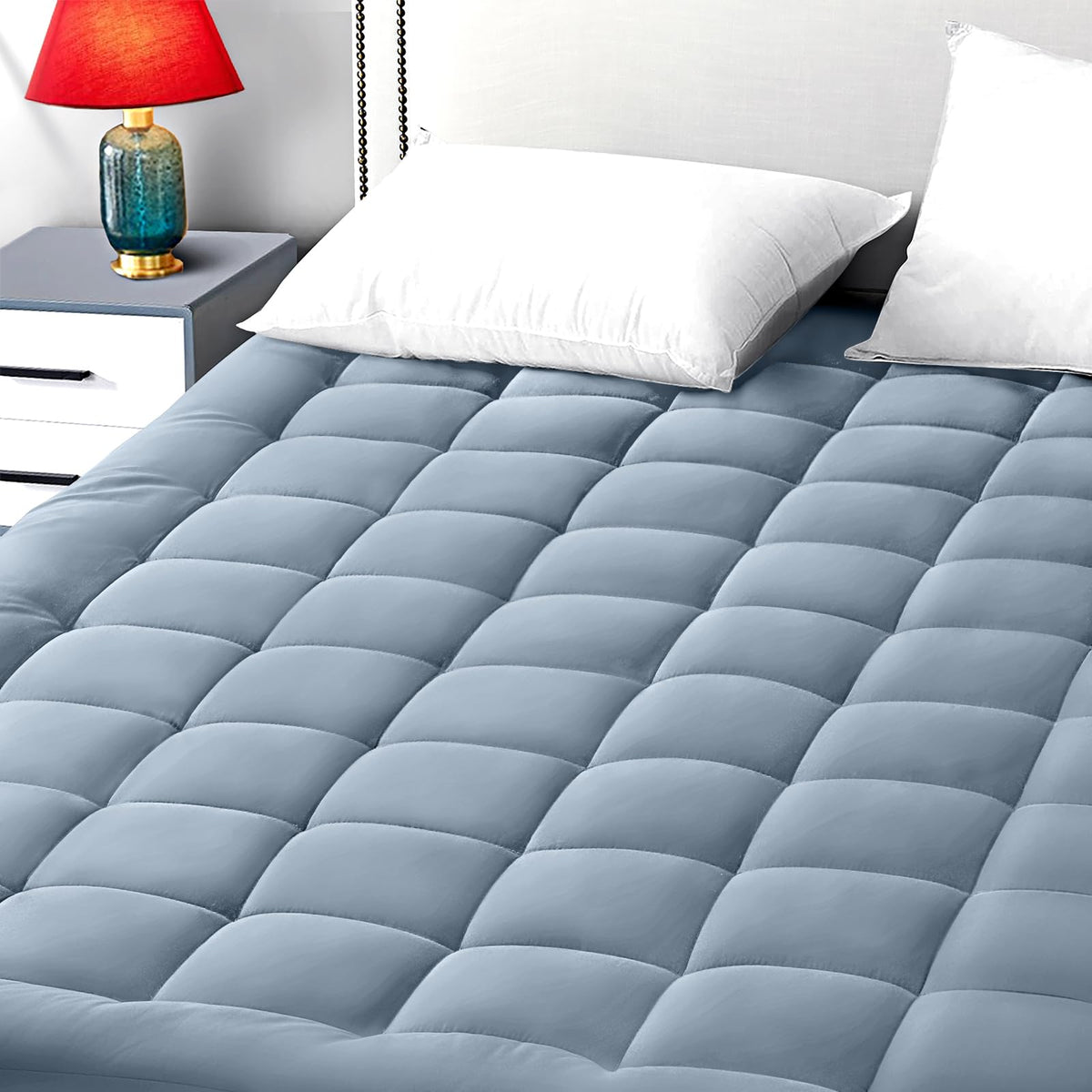 Easeland California King Mattress Pad Pillow Top Mattress Cover Quilted Fitted Mattress Protector Long 8-21' Deep Pocket Coolin