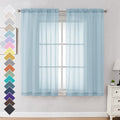 Ovzme Sky Blue Sheer Curtains 63 Inches Long 2 Panels - Soft Light Filtering Window Sheer Panels For Living Room/Bedroom, Top Du