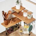 HYNAWIN 3 Tier Corner Shelf Bamboo & Metal Storage Spice Rack-Desk Bookshelf Display Shelves Space Saving Organizer -Adjustable 