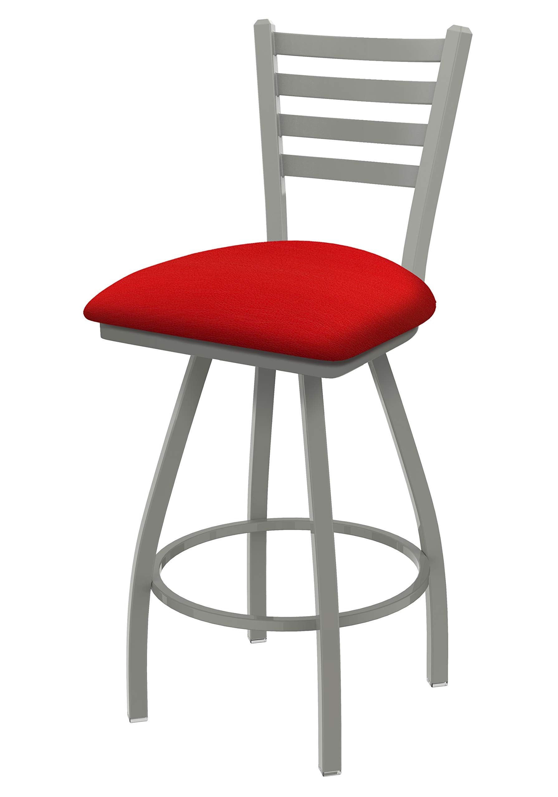 XL 410 Jackie 36 Swivel Extra Tall Bar Stool with Anodized Nickel Finish and Canter Red Seat