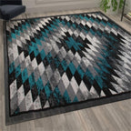 Flash Furniture Teagan Collection Southwestern Style Area Rug - Olefin Turquoise Accent Rug - 5' X 7' - Jute Backing - Entryway, Living Room, Bedroom