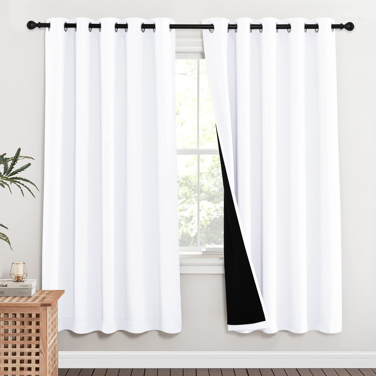 Nicetown 100% Blackout Window Curtain Panels, Full Light Blocking Drapes With Black Liner For Nursery, 72-Inch Drop Thermal Insu
