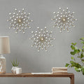 ZEXUIRU 3 Set Gold Metal Jeweled Wall Art Bling Crystal Home D  cor Star Sun Rhinestone Wall Hanging Diamond Accents