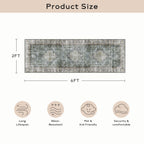 Ashler Runners For Hallways, 2X6 Runner Rugs, Ultra-Thin Boho Rug, Vintage Long Rugs For Entryway, Kitchen, Grey Cya/Earthy Yell