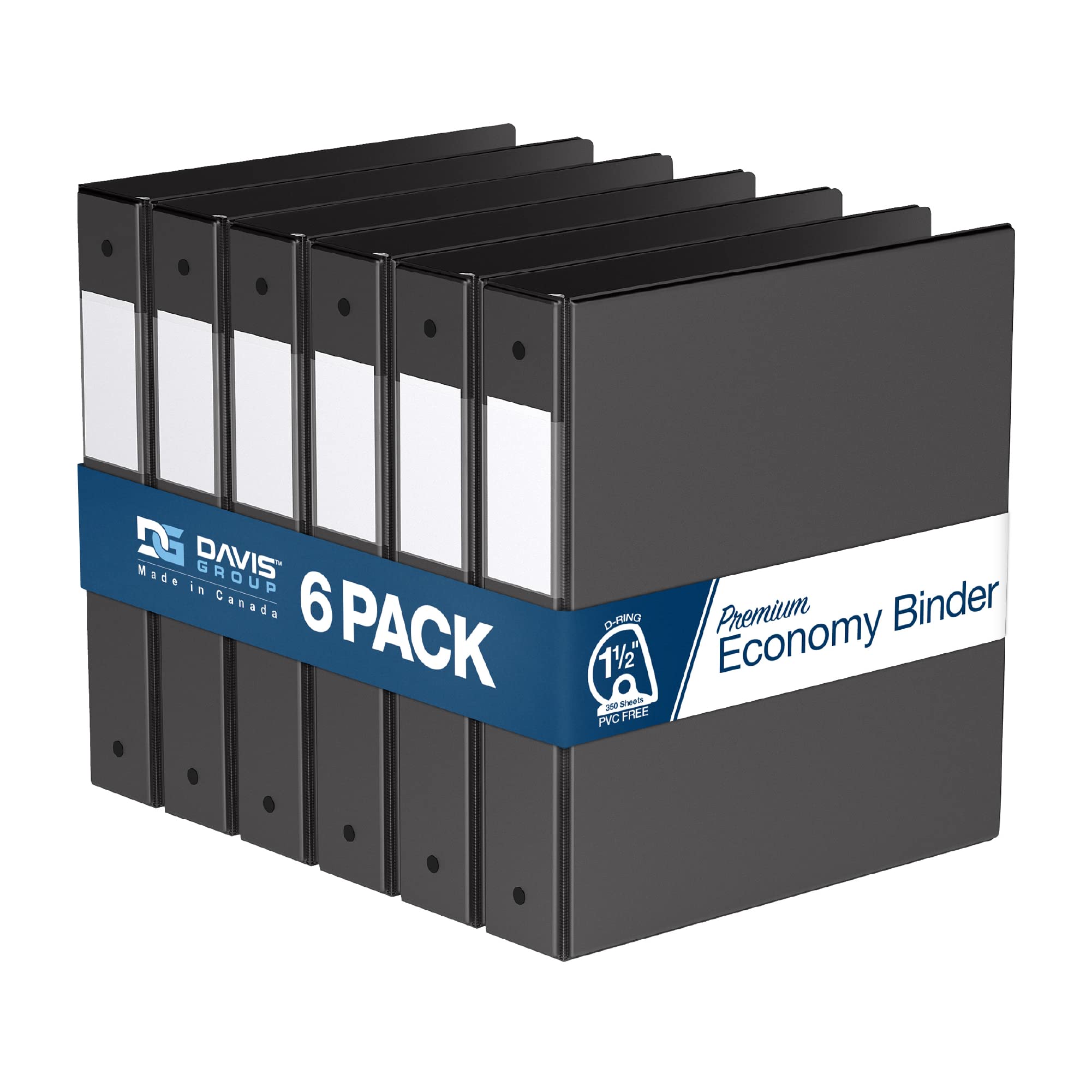 Premium Economy 6-Pack 3-Ring Binders For School Or Office, D-Ring Binders, 1.5 Inch, Black