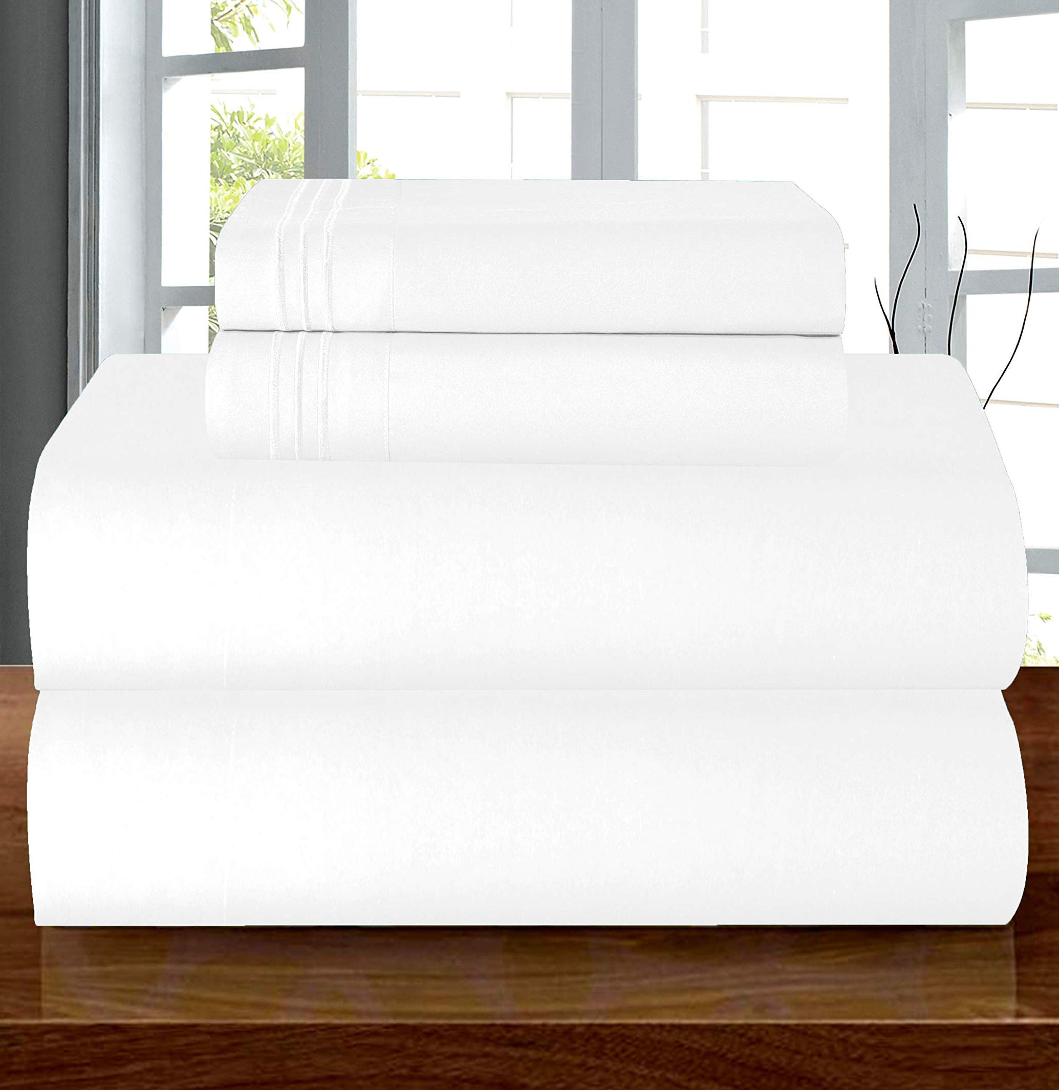 Elegant Comfort Luxury Quality Microfiber 5-Piece 1500 Premium Hotel Sheet Set-Wrinkle Resistant, All Around Elastic Fitted Shee