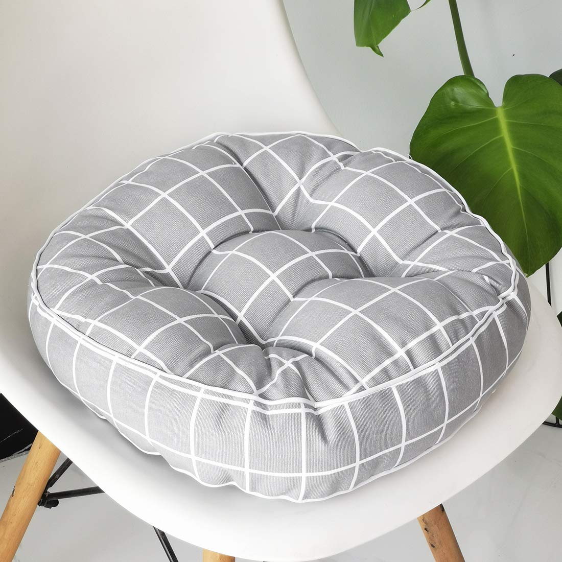 Vctops 1Pc Indoor Outdoor Bohemian Round Chair Cushion Seat Pad Floor Cushion Pillow (Grid Blue 2, 16'X16')