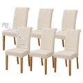 FORCHEER Waterproof Chair Covers for Dining Room Set of 6 Beige Jacquard Kitchen Chair Slipcovers for Parson Chairs Elastic Wash